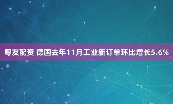 粤友配资 德国去年11月工业新订单环比增长5.6%